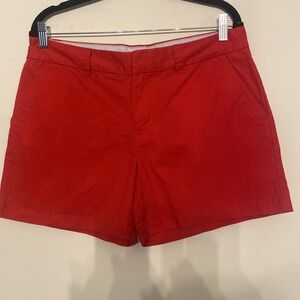 Tommy Hilfiger Womens Size 10 Red Chino Shorts Flat Front Golf